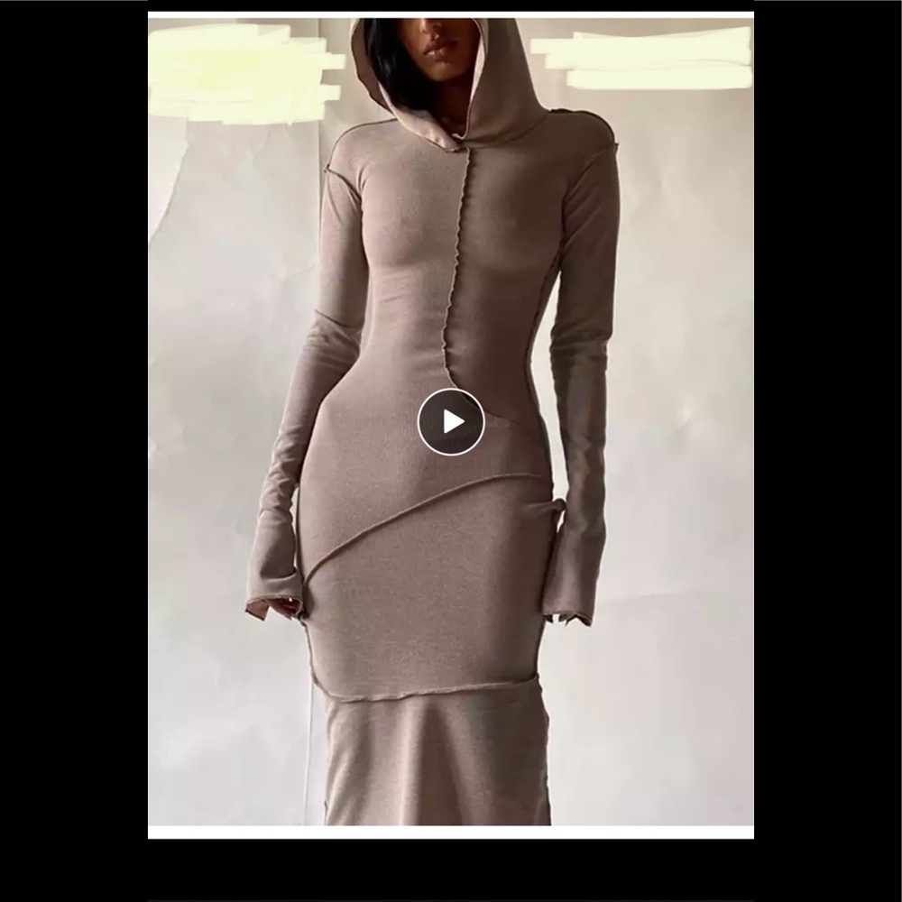 Long Sleeve Sexy Hoodie Patchwork Bodycon Party Maxi Dress Skinny Clubwear Club